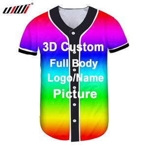 UJWI Compras en línea Casual Verano Hombres Camisa de béisbol 3D Impresión completa personalizada Camisa hawaiana deportiva de gran tamaño 220619