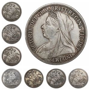 Royaume-Uni 1893-1899 1 Couronne - Victoria 3ème portrait Argent plaqué Copie Coins