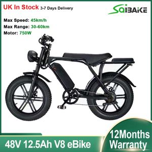 Royaume-uni en Stock OUXI V8 Ebike 48V 750W vélo électrique avec support arrière siège arrière adultes hommes