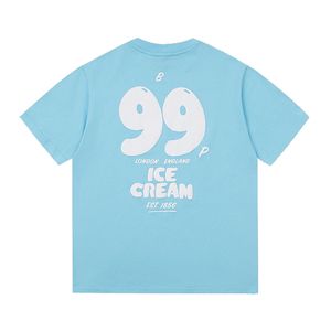 UK Style Ice Cream Imprimer Tee Designer T-shirt Spring Summer Casual Fashion Skateboard Men Femmes Tshirt 24SS 0229