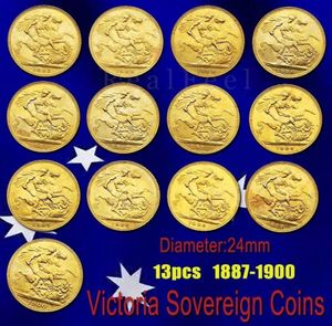 Reino Unido Victoria Sovereign Coins 13pcs Varios años Smal Gold Coin Art Collectible4076243