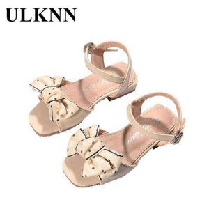 ULKNN 2021, calzado con lazo de verano para niñas, sandalias de princesa de tacón alto de primavera para niños, sandalias sólidas para niños, zapatos cómodos G220418