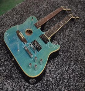 Ultimate Custom 1958 Slash Firmado Crossroads Double Neck Green Flame Top Guitarra Electric Guitar acústica Dark Black Back9637431
