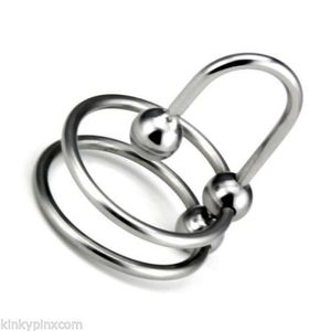 Último anillo de doble cabeza con tapón Dispositivo de castidad masculina Bondage de calidad #R2