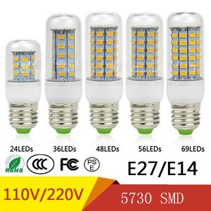 SMD5730 E27 GU10 B22 E14 G9 Lámpara LED 7W 12W 15W 18W 20W 220V 110V 360 ángulo SMD Bombilla LED Luz de maíz