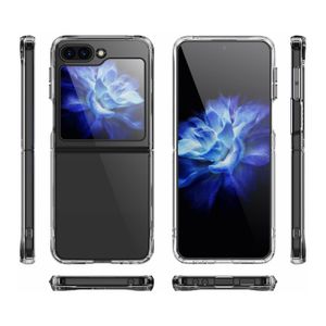 Cajas de teléfono celular de diseño simple ultra claro para Samsung Galaxy Z Flip5 5G 2MM Acrílico 1.8 MM TPU Híbrido Transparente Grueso Cubierta delgada a prueba de golpes