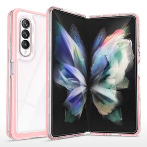 Coques de téléphone portable minces ultra claires pour Samsung Galaxy Z Fold4 Fold3 Fold 4 5G 1,8 mm Acrylique Electroplaqué PC TPU 3 en 1 Housse de protection transparente hybride Conception simple