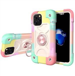 Coques de téléphone robustes et résistantes aux chocs pour iPhone 13 12 11 Por Max XR XS Max X 8 7 6 Plus avec béquille intégrée à anneau rotatif à 360°