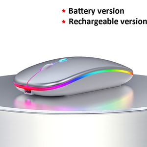 Ultra-mince lumière LED batterie Rechargeable 2.4GHz numérique sans fil muet USB optique ergonomique souris de jeu ordinateur portable