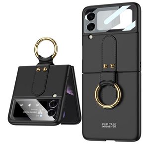 Étuis ultra minces Samsung Z Flip 3 5G avec support de bague Housse de protection rigide mate pour téléphone Android Caméra arrière en verre hybride Le4641769
