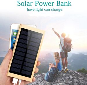Ultra Thin Solar Power Bank 20000mAh Batterie externe Chargeur rapide Double panneau solaire portable USB Powerbank avec lumière flash2256777