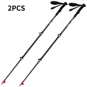 Ultralight Walking Sticks Trekking Pole telescópico de esquí Fibra de carbono Muleta para acampar portátiles para acampar 2pcs 231227