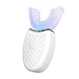 Brosse à dents électrique à 360 ° à ultrasons entièrement automatique en forme de U lumière LED nettoyer les dents blanchir le nettoyage buccal - A