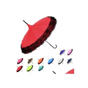Parapluies 50 pièces / lot Nouveau parapluie de dentelle semi-creux élégant fantaisie Pagode ensoleillée et pluvie
