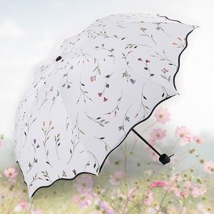 Parapluies Belles Fleurs Parapluie Mode Glitter Couleur Changeante Femmes Parapluies Blossom Fille Soleil Parasol Cadeau 230314