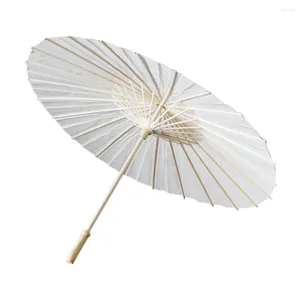 Parapluies chinois papier huilé Parasol bricolage blanc asiatique avec poignée en bois japonais pour l'artisanat peinture fête de mariage