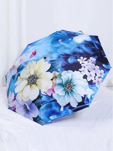 Umbrellas impresión de tela de doble capa Flor de doble cara con protección solar de protección solar lluvia y protección solar paraguas