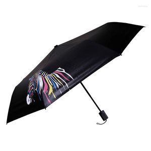 Parapluies Entièrement Automatique Ensoleillé Parapluie Parasol Petit Noir Pliant Changement De Couleur De L'eau
