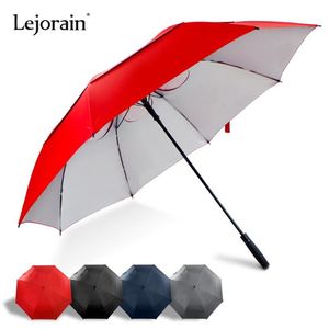 Parapluies Golf Parapluie Longue Poignée UV Protection Solaire Tempête Résistant Au Vent Coupe-Vent Grand Homme Rouge Noir Couleur Large2917