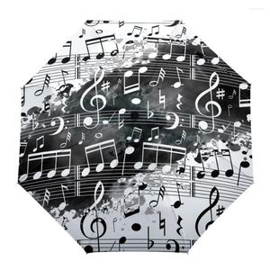 Parapluies Note de musique Noir Blanc Aquarelle Splash Personnalisé Non Automatique Pour Femmes Mâle Coupe-Vent Pliant Parapluie Parasol