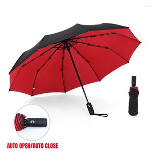 Umbrellas Quality Double Layer Resistant Umbrella Fully Automatic Rain Men Women 10K Strong Luxury Business Male Large Parasol
