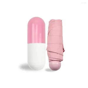 Paraguas Paraguas de bolsillo compacto y plegable pequeño con estuche Anti-UV (rosa)
