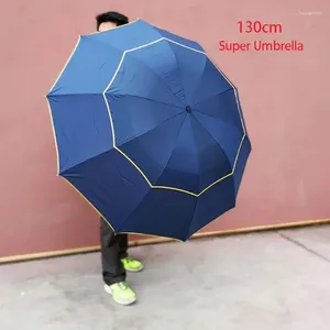 Paraguas Super Big Top Calidad Paraguas Doble Fuerte Lluvia Mujer A prueba de viento Paragua Masculino Mujeres Sol 3 Floding Moda Hombres de negocios