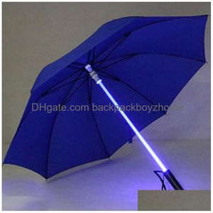 Parapluies Parapluies LED Light Saber Up Laser Sword Golf Changer sur l'arbre / Torche intégrée Flash Parapluie Tq Drop Delivery Home Gard DH51N