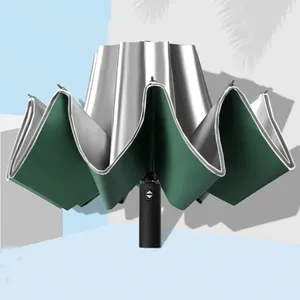 Parapluies Protection UV Parapluie inversé automatique Dix os Vinyle Pliant Armoire de pluie Hommes et femmes Double usage Double