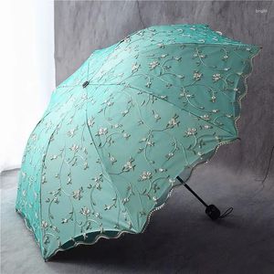 Parapluies femme parapluie pliant esthétique dentelle écran de pluie broderie fleurs amour double couche articles ménagers imperméables