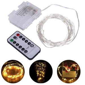 Umlight1688 8 Modes télécommande guirlande lumineuse 5M 50LED 10M fonction minuterie fil d'argent extérieur LED guirlande lumineuse fonctionne sur batterie