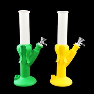 Pipa de agua de plátano irrompible, Bong grueso y embriagador con recipiente de vidrio, tamaño de junta de 14 mm, plataforma petrolera shisha para humo, cera de hierba seca, vaporizar