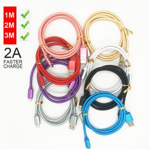 Tresse métallique ininterrompue Type C / Câbles de téléphone micro USB Câble de chargeur pour Samsung S20, S20plus S9 S8 Android 1M 2M 3M DHL