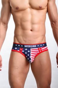 Slip drapeau américain homme Sexy coton Mini slips sous-vêtements Gay renflement améliorant pénis poche culotte Ropa intérieur Masculina