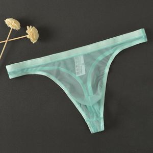 Slip pour hommes Sexy sous-vêtement respirant t-back voir à travers la Lingerie mâle dentelle Transparent string été G-String slips