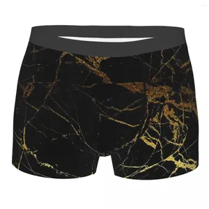 Calzoncillos Boxer divertido Shorts Bragas Mármol de hombre de ropa interior negra y dorada transpirable para hombre talla grande