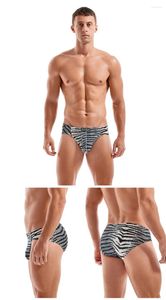 Sous-vêtements Gays Fashon Slips sexy pour hommes U Poche convexe Culotte taille basse Sous-vêtements Imprimé animal Renflement Lingerie Élastique