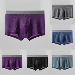Caleçon graphène antibactérien Boxer pour hommes température dentelle évidé transparent sans couture Boxershorts sous-vêtements d'été