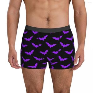 Calzoncillos Ropa interior de murciélagos de Halloween Diseño de hombres negros y morados Boxershorts transpirables Calzoncillos boxer de alta calidad de talla grande