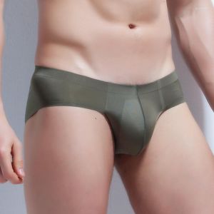 Slip Ice Silk Seamless Mens Briefs Solid Ultra-Thin Panties Male Low Waist Soft Underwear