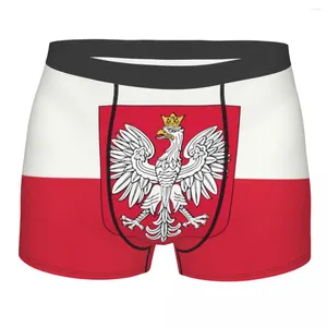 Sous-vêtements Royaume de Pologne Drapeau Sous-vêtements Mâle Sexy Imprimer Polska Manteau Bras Boxer Slips Shorts Culottes Breathbale