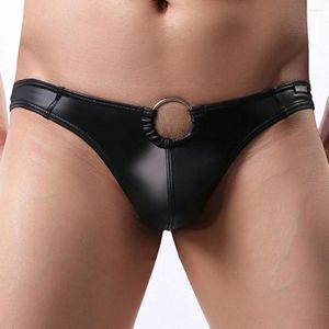Slip M-XL tongs en cuir pour hommes sous-vêtements Sexy Porno culotte en string hommes Lingerie slips tentation Sissy Jockstrap