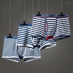 Caleçon homme rayé Boxer Shorts/sexy tronc ouvert sous-vêtements classique coloré rayure doux respirant coton marque
