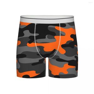 Calzoncillos de los hombres naranja militar camuflaje boxeador pantalones cortos bragas suave ropa interior ejército camo homme sexy más tamaño