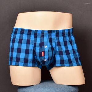 Sous-vêtements pour hommes Shorts en coton tissé Sexy Fashion Check Arro Pantalon Low Rise U Raised Home Sous-vêtements de nuit
