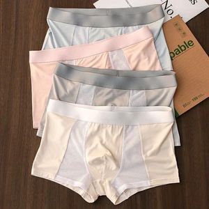 Sous-vêtements pour hommes sous-vêtements pour hommes shorts à la mode Boxers haut de gamme 2024 Summer fine cool respirant Mid Waist Soft Ice Silk Trunk Briefs