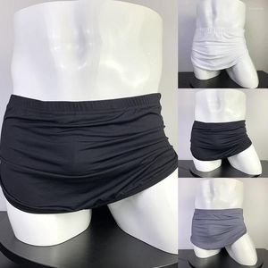 Caleçons hommes Sexy Sauna Boxer Shorts pénis poche sous-vêtements mâle décontracté Homewear jupes pyjamas pantalon Style japonais