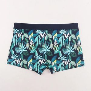 Sous-vêtements hommes troncs taille haute style hawaïen imprimé boxer slips poche bombée sous-vêtements shorts culotte respirante slip homme