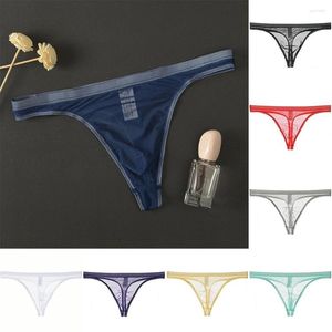 Men de sous-pants hommes Ultra-Thin T-back Underwear Sexy Sexy Per Mesh / Smooth Ice Silk Micro Glongs's Breathable G-string