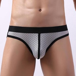 Calzoncillos para hombre, ropa interior Sexy, ropa para hombre, ropa de seda helada, transpirable, bolsa calada, Tanga, lencería, bragas convexas en U para pene